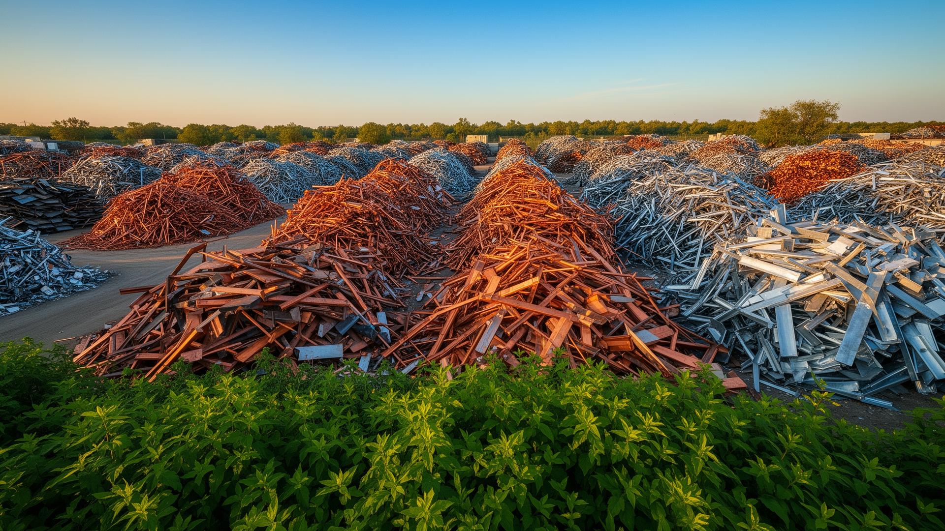 Sorted scrap metal recycling yard